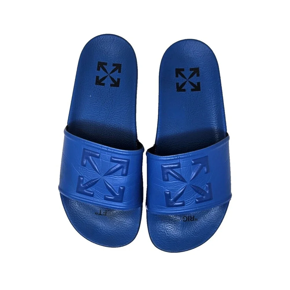 OFF-WHITE Virgil Abloh Rubber Sandals Arrow Pool Sliders Blue Size 40